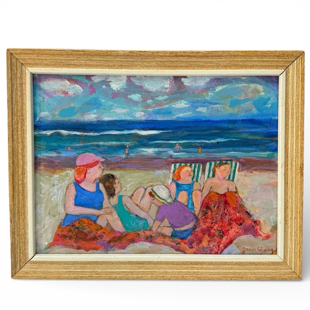 Jean Craig Virginia Beach Bodies Impressionist Acrylic Painting 9x12 Framed